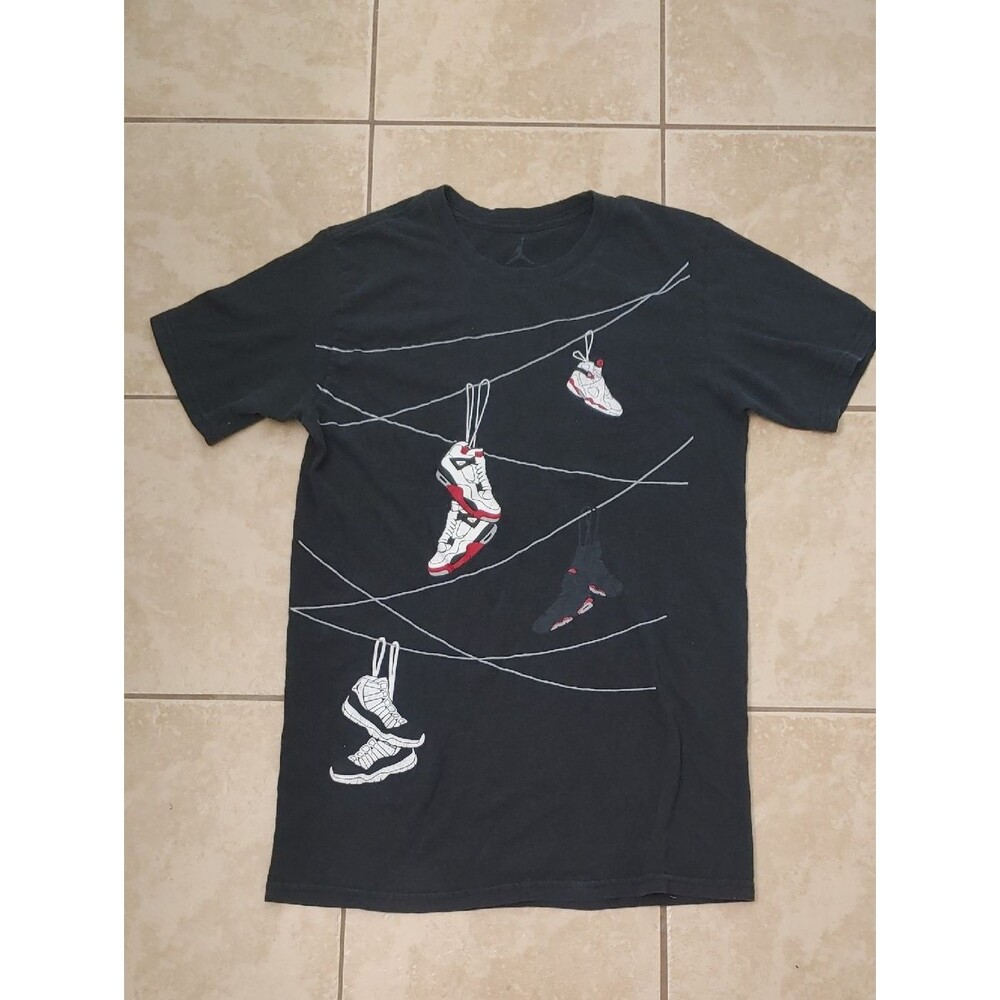 Jordan Hanging Shoes Black T Shirt Men's Size Medium